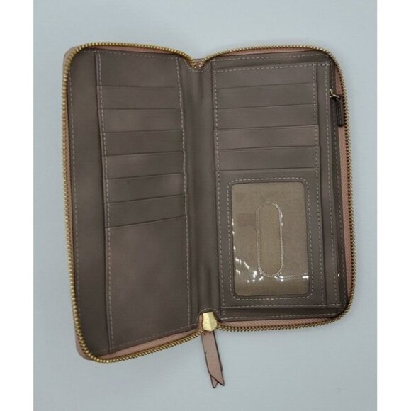 LODIS Mauve Dusty Rose  Zip Around Leather Wallet Organizer Card & ID Slots - Picture 8 of 11